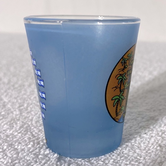 Vintage Israel Blue Frosted Glass Shot Glass Souvenir - Picture 3 of 7